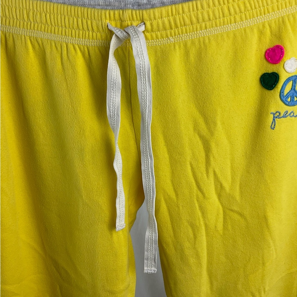 PINK Victoria's Secret Yellow  Joggers with Peace Sign - Picture 3 of 11